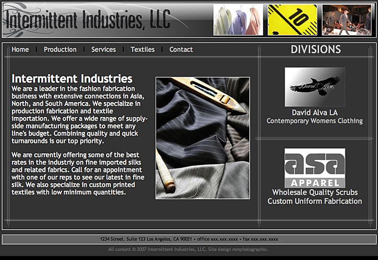 Screen shot of Intermittent Industries Website