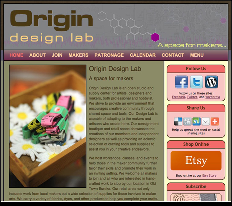 Screen Shot of the Origin Design Lab Website